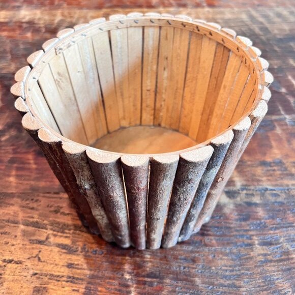 Vintage Rustic Wooden Plant Pot Cover - Picture 1 of 7